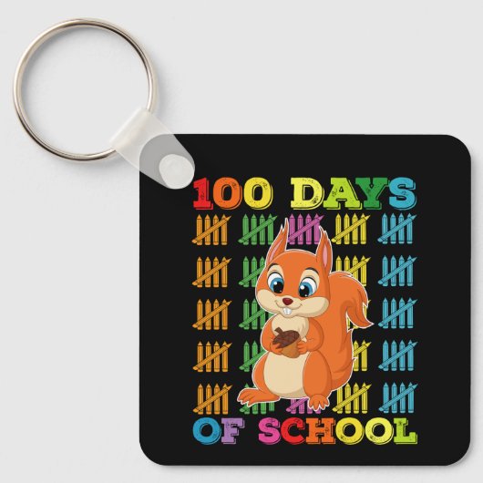 Porte-clés 100 Jours D'école Écureuil Enseignant (Recto)