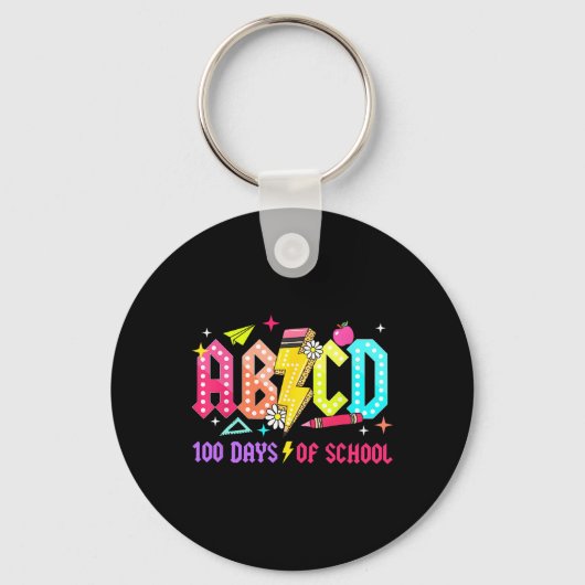 Porte-clés 100 Jours D'École Enseignants Abcd Étudiants Garço (Recto)