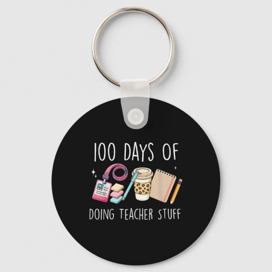 Porte-clés 100 Jours D'Enseignante Femme D'École Graphique 10 (Recto)