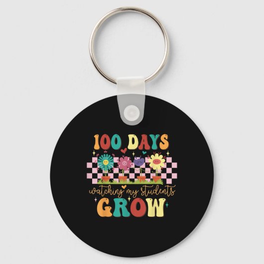 Porte-clés 100 jours Growing Boho Flowers Enseignant 100e jou (Recto)