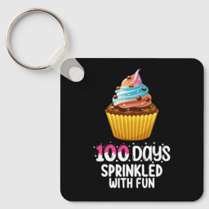 Porte-clés 100 jours parsemés de gâteau cupcake d'école amusa