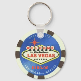 Porte-clés 100 $ Poker Chip Blue Las Vegas Porte - clé