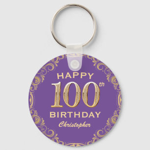 Porte-clés 100e anniversaire de la fête violet et Parties sci