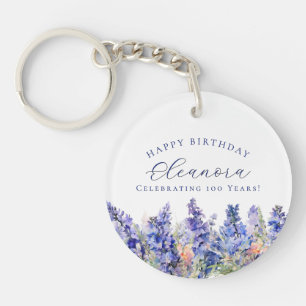 Porte-clés 100e anniversaire Juillet Cadeau Fleur de naissanc