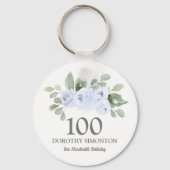 Porte-clés 100e fête d'anniversaire Favor Rose bleu Eucalyptu (Recto)