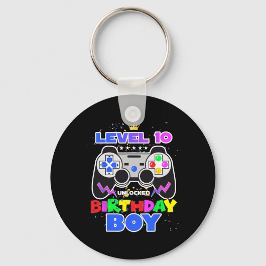 Porte-clés 10 Anniversaire déverrouillé Jeu vidéo garçon 10e (Recto)