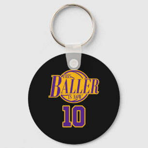Porte-clés 10 Ans Basketball Baller Purple Et