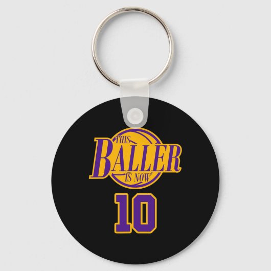 Porte-clés 10 Ans Basketball Baller Purple Et (Recto)