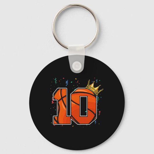 Porte-clés 10e anniversaire Basketball grand nombre 10 ans Bo (Recto)