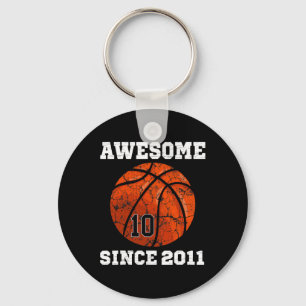 Porte-clés 10e Anniversaire Basketball Lover Cadeau 10 ans V