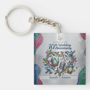 Porte-clés 10e anniversaire de mariage en étain et aluminium