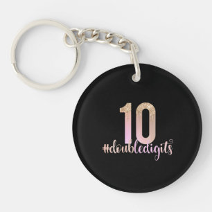 Porte-clés 10e anniversaire Double chiffres filles Peach Ombr