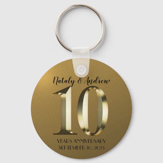 Porte-clés 10e Mariage d'or métallique (Recto)