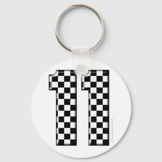 Porte-clés 11 à damiers numéro de course automobile
