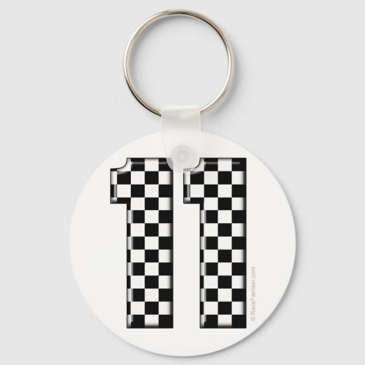 Porte-clés 11 à damiers numéro de course automobile (Recto)
