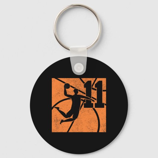 Porte-clés 11 Ans Basketball Dunk 11e Anniversaire Fête E (Recto)