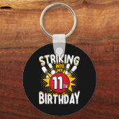 Porte-clés 11e Anniversaire Bowling Thème Frapper En Annivers (Recto)
