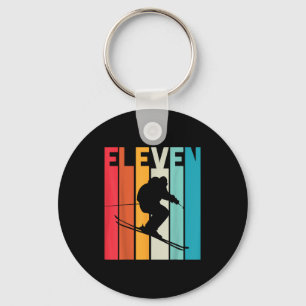 Porte-clés 11e anniversaire Boy Retro Ski Lover Skier 11 ans