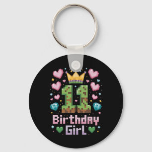 Porte-clés 11e anniversaire fille chemise jeu Pixel Party 11 