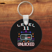 Porte-clés 11e anniversaire garçon niveau 11 déverrouillé jeu (Recto)