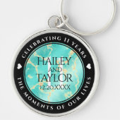 Porte-clés 11ème anniversaire de Mariage turquoise (Devant)