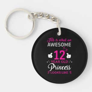 Porte-clés 12 ans Anniversaire cadeau pour princesse fille