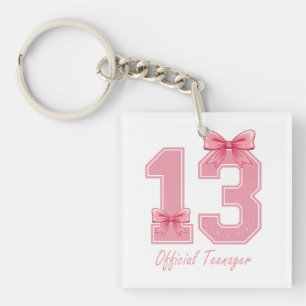 Porte-clés 13 ans Coquette rose Bow Officielle Adolescent 13