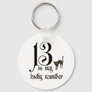 Porte-clés 13 is my lucky number+black cat