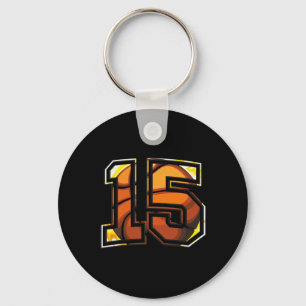 Porte-clés 15e anniversaire Bysketbyll Cadeau Pour Joueur Num
