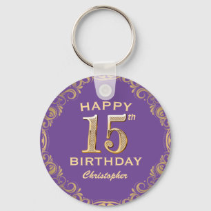 Porte-clés 15e anniversaire de la fête violet et Parties scin