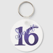 Porte-clés 16 ans | Aquarelle violette Grunge et Parties scin (Verso)