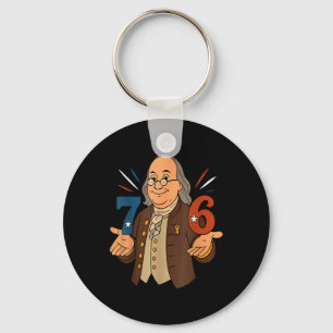 Porte-clés 1776 Drôle Benjamin Ben Franklin Mème Six Sept 6