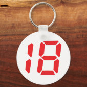 Porte-clés 18 dix-huit réveil rouge numéro numérique (Recto)