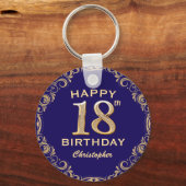 Porte-clés 18e anniversaire Parties scintillant marine bleu e (Recto)
