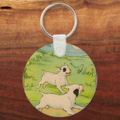 Porte-clés 1914 deux chiens en course (Recto)