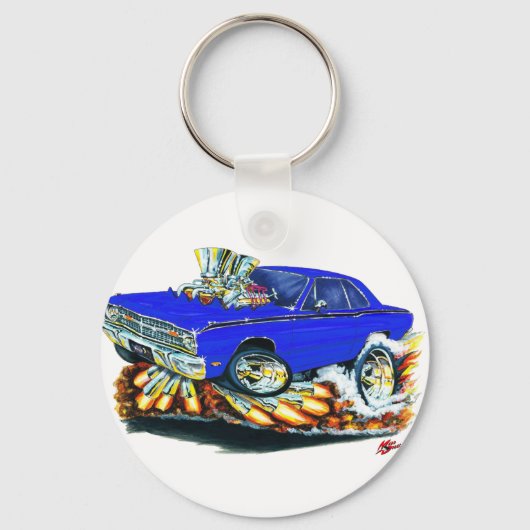 Porte-clés 1968-71 Dodge Dart Blue Car (Recto)