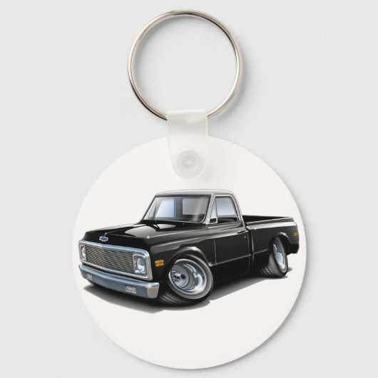 Porte-clés 1970-72 Chevy C10 Black-White Top Truck (Recto)