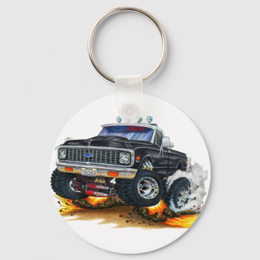 Porte-clés 1970-72 Chevy CK1500 Black Truck (Recto)