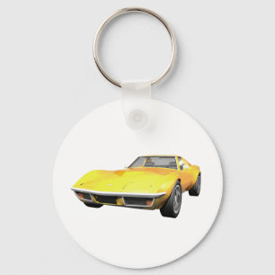 Porte-clés 1970 Corvette Sports Car: Yellow Finish