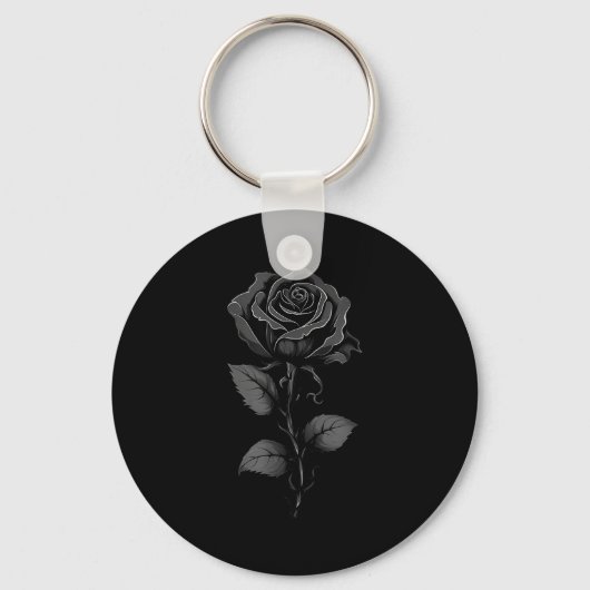Porte-clés 199 Fleurs Graphique Rose Noire (Recto)