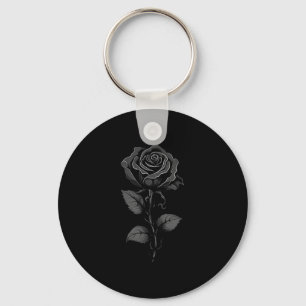 Porte-clés 199 Fleurs Graphique Rose Noire , Petit