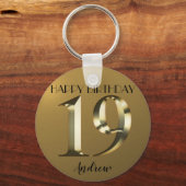 Porte-clés 19e anniversaire d'or métallique (Recto)