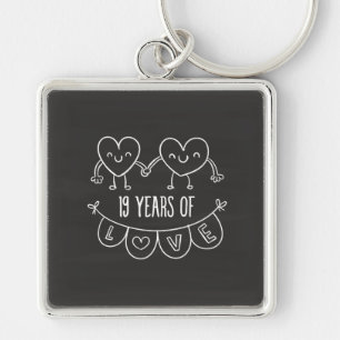 Porte-clés 19th Anniversary Gift Chalk Hearts