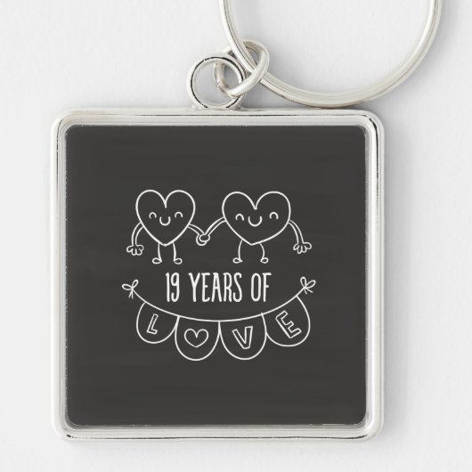 Porte-clés 19th Anniversary Gift Chalk Hearts (Devant)