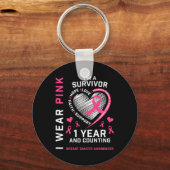 Porte-clés 1 an Cancer Libre Maman Pink Sensibilisation Danse (Recto)