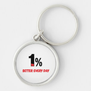 Porte-clés 1% mieux chaque jour – Citation minimaliste de mot