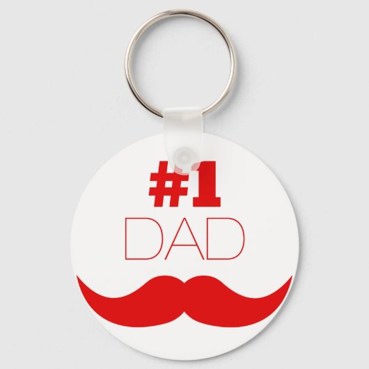 Porte-clés #1 Papa Moustache Rouge - Numéro Un (Recto)