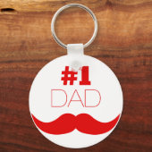 Porte-clés #1 Papa Moustache Rouge - Numéro Un (Recto)