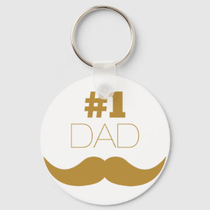 Porte-clés #1 Papa Mustache d'or - Numéro Un