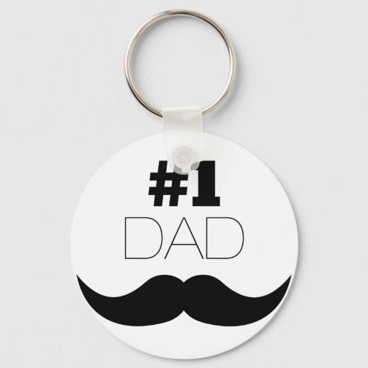 Porte-clés #1 Papa Mustache noire - Numéro Un (Recto)